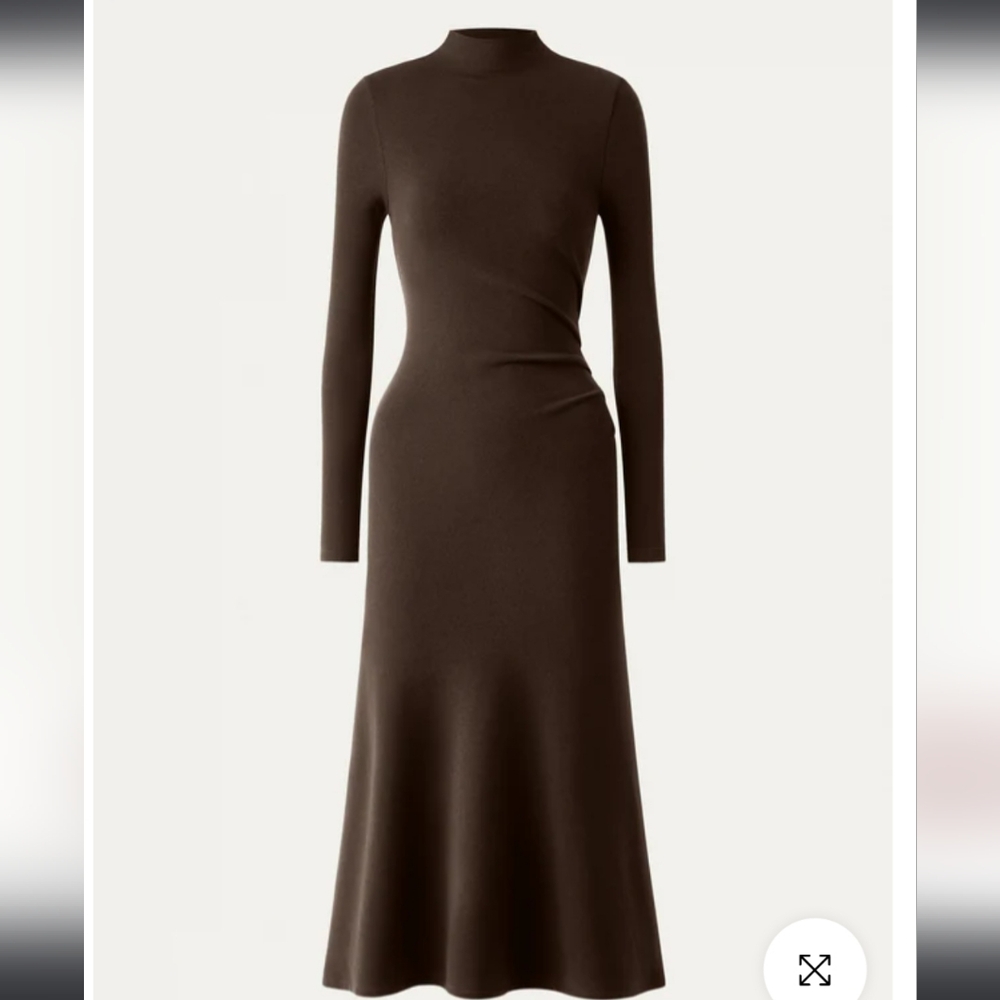 OGL Espresso Brown Ruched Long Sleeve Bodycon Dress